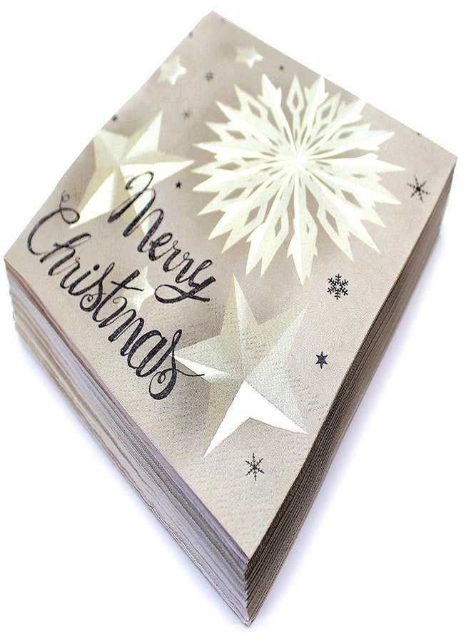 OLYPHAN Merry Christmas Napkins Paper 6.5 in Xmas Napkins - Luncheon Cocktail Lunch Buffet Star Napkin for Holiday Dinner Party 40 Pack Disposable - Image 2